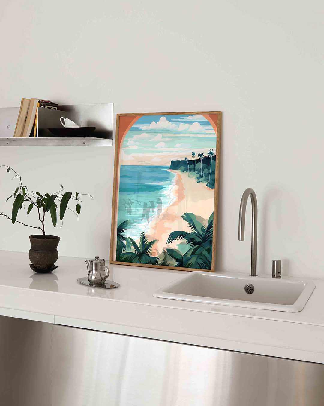 Strand en palmbomen – keukenposter in staand formaat