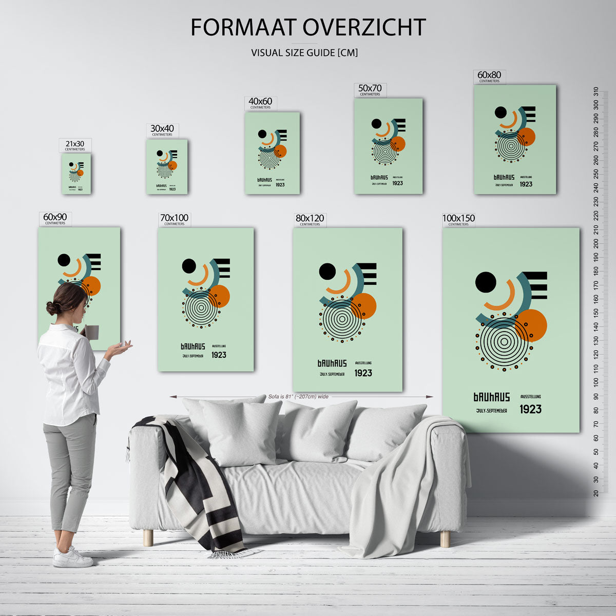 Cirkelvormen en lijnen – geometrische poster in Bauhaus-stijl van WallArtistic
