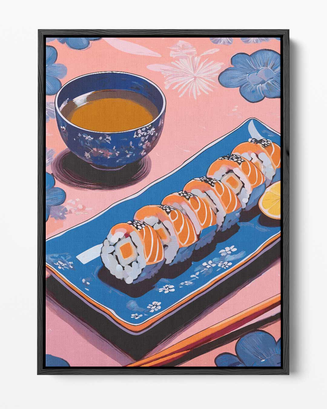 Sushi en Thee Illustratie – portret kunstwerk als wanddecoratie