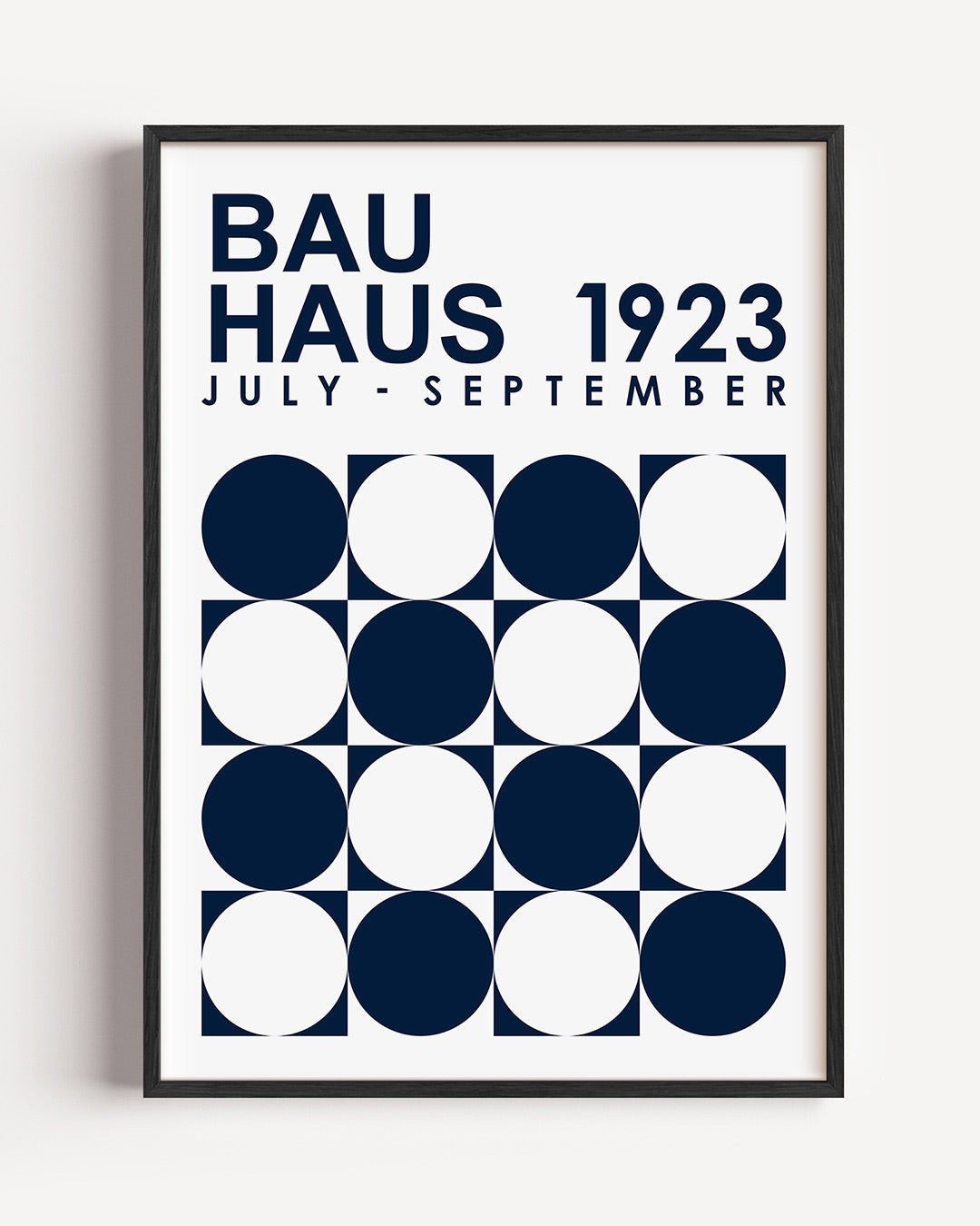 Cirkelpatroon en tekst – staande Bauhaus poster als wanddecoratie