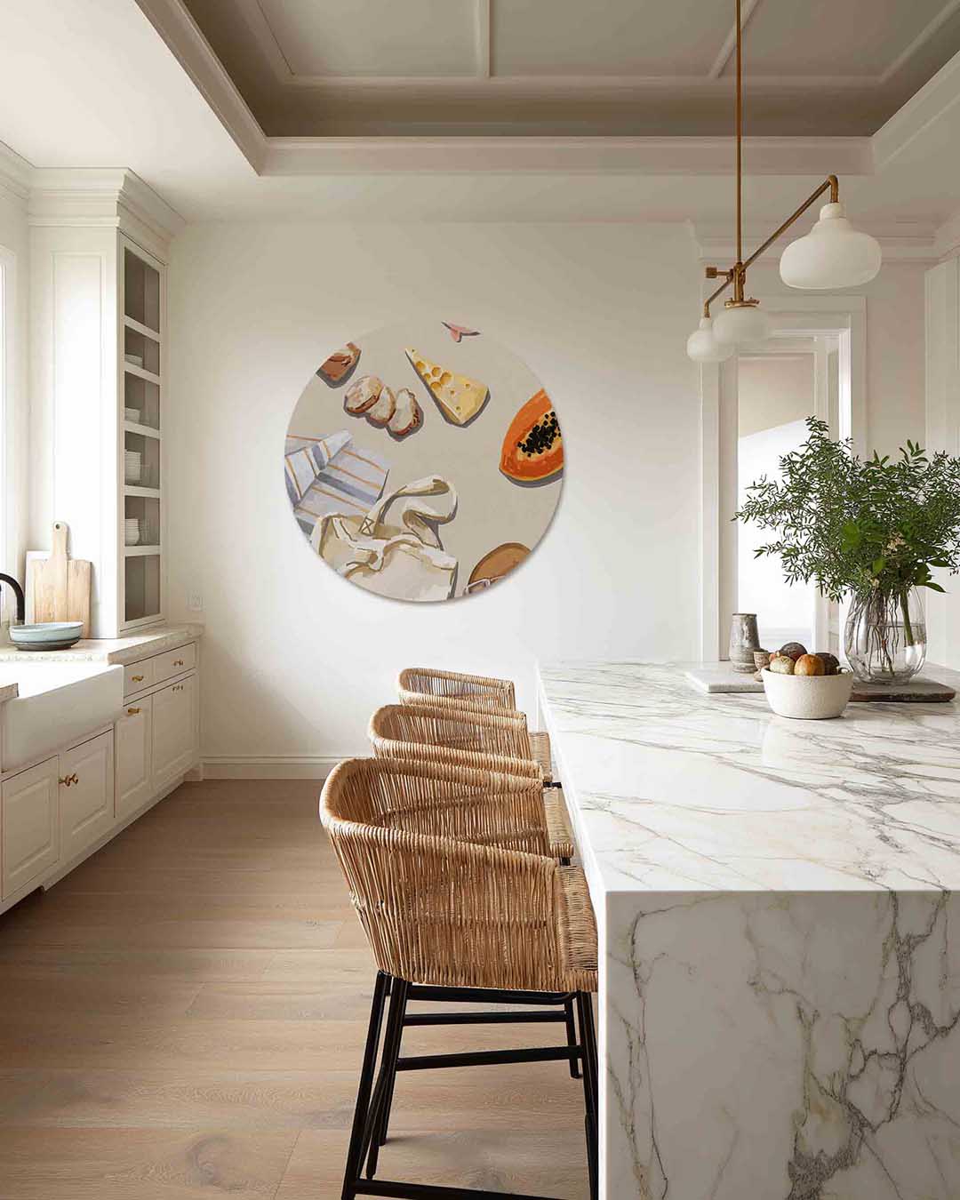 Eten en accessoires – abstracte muurcirkel als ronde wanddecoratie