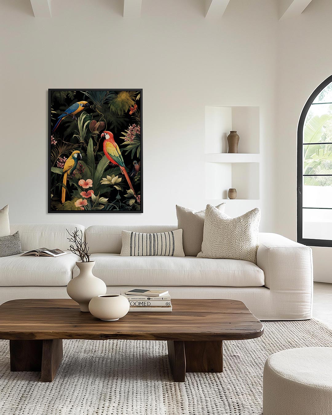 Exotische vogels en bladeren – staand wanddecoratie kunstwerk