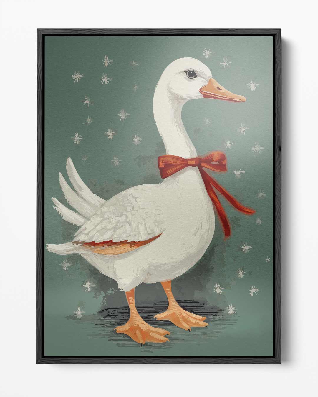 Feeërieke Gans met Strik – portret kunstwerk als wanddecoratie