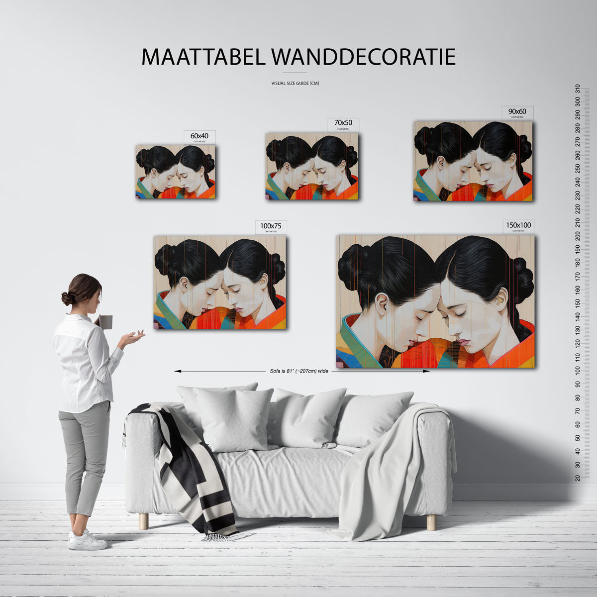 Intieme portretten – moderne liggende wanddecoratie
