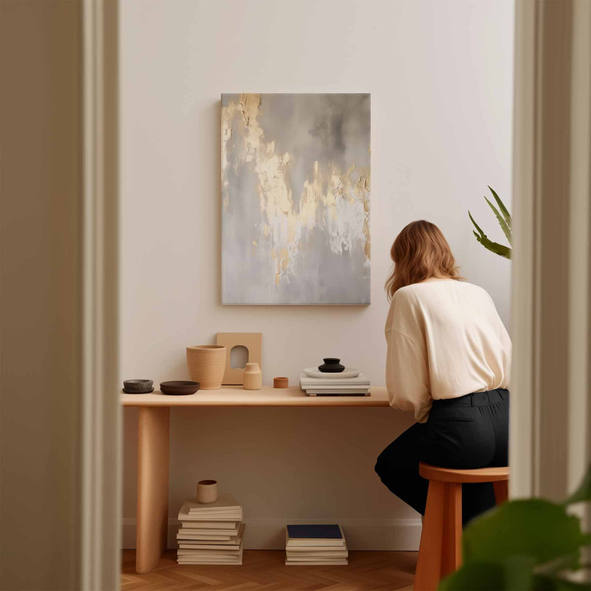 Gouden Mist Schilderij – modern portret kunstwerk van WallArtistic