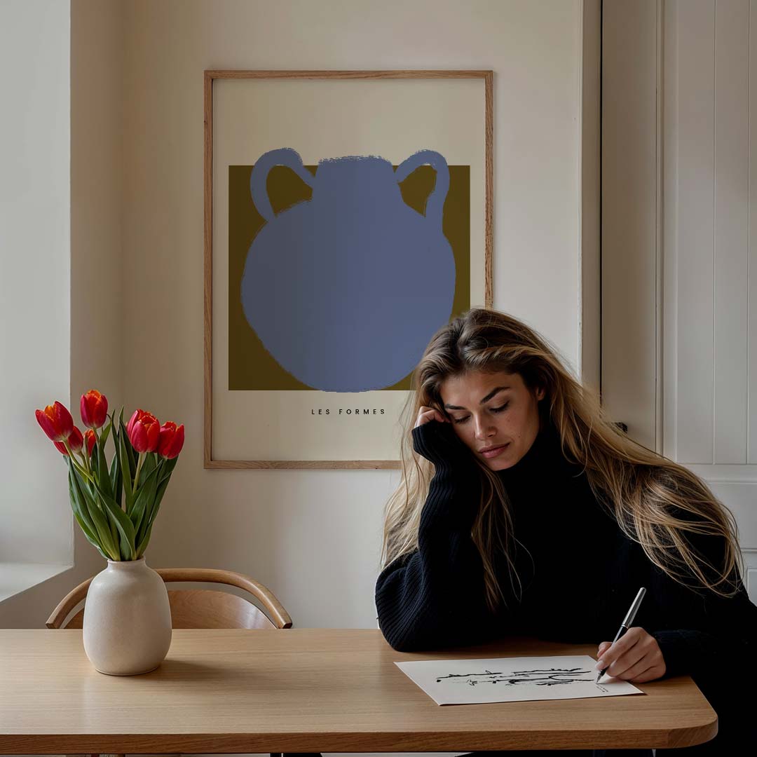 Stijlvolle Abstracte Vaas – staande muurposter met boheme uitstraling