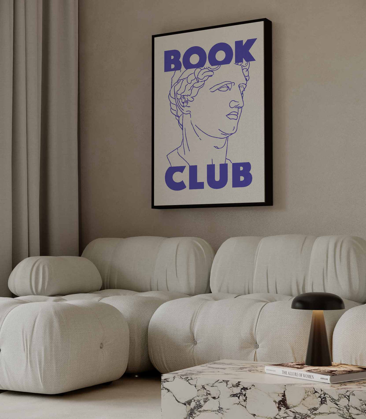 Boekclub Klassieke Buste – modern portret kunstwerk van WallArtistic
