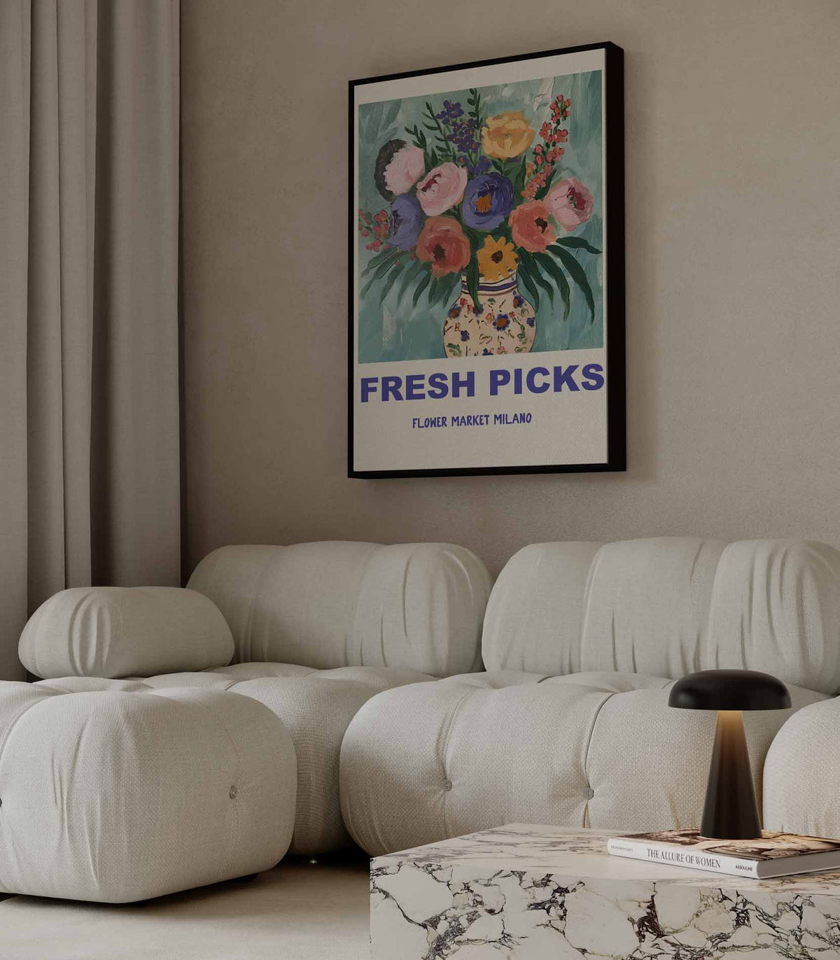 Bloemenpracht in Milaan – staande wandkunst voor woonkamer of interieur