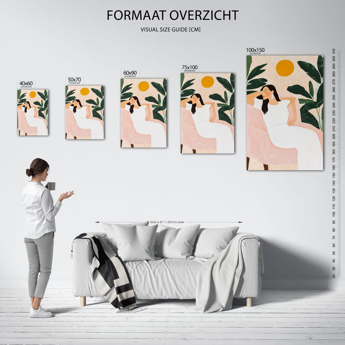 Vrouw in stoel – staand wanddecoratie kunstwerk