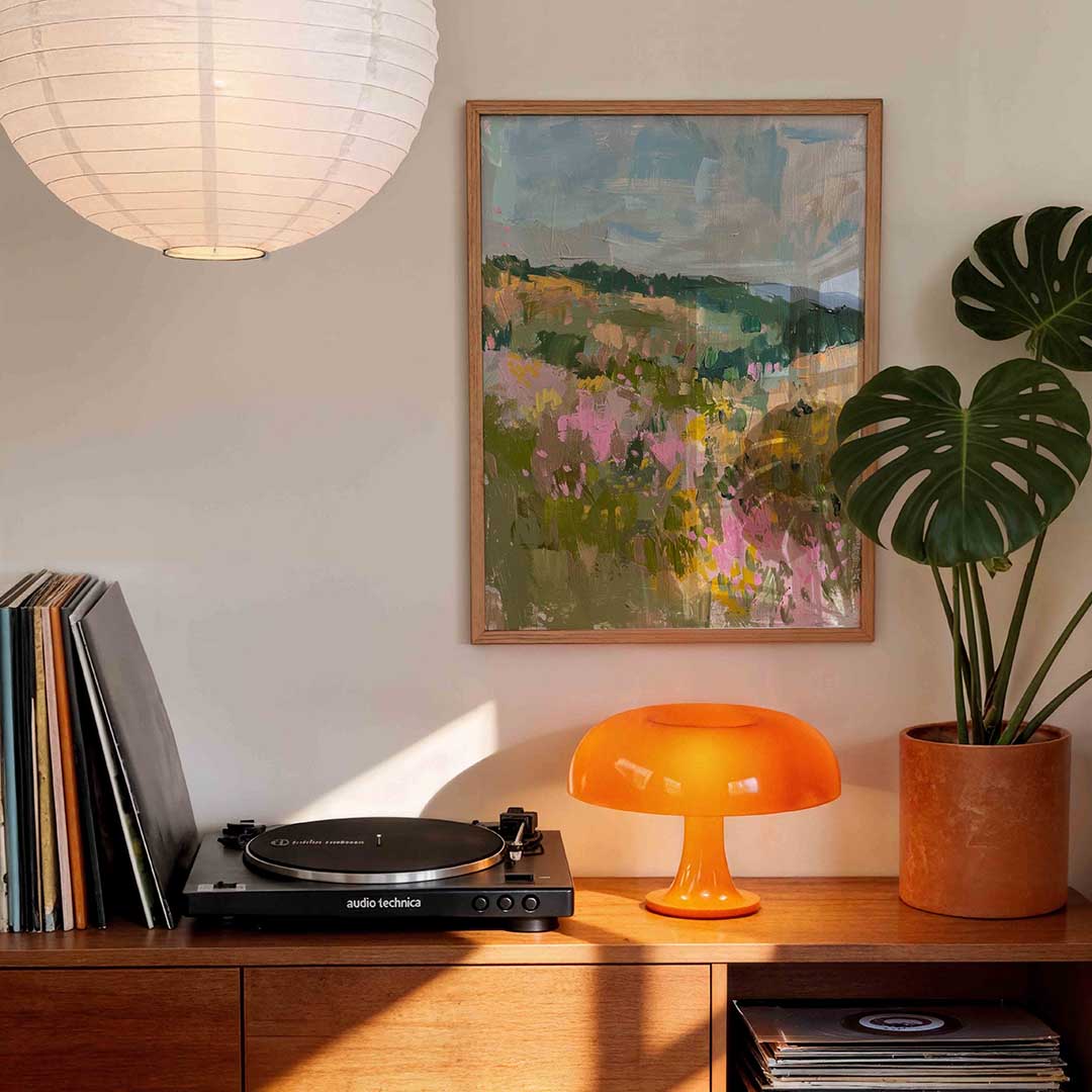Landschap met bloemen – staande kleurrijke wanddecoratie van WallArtistic