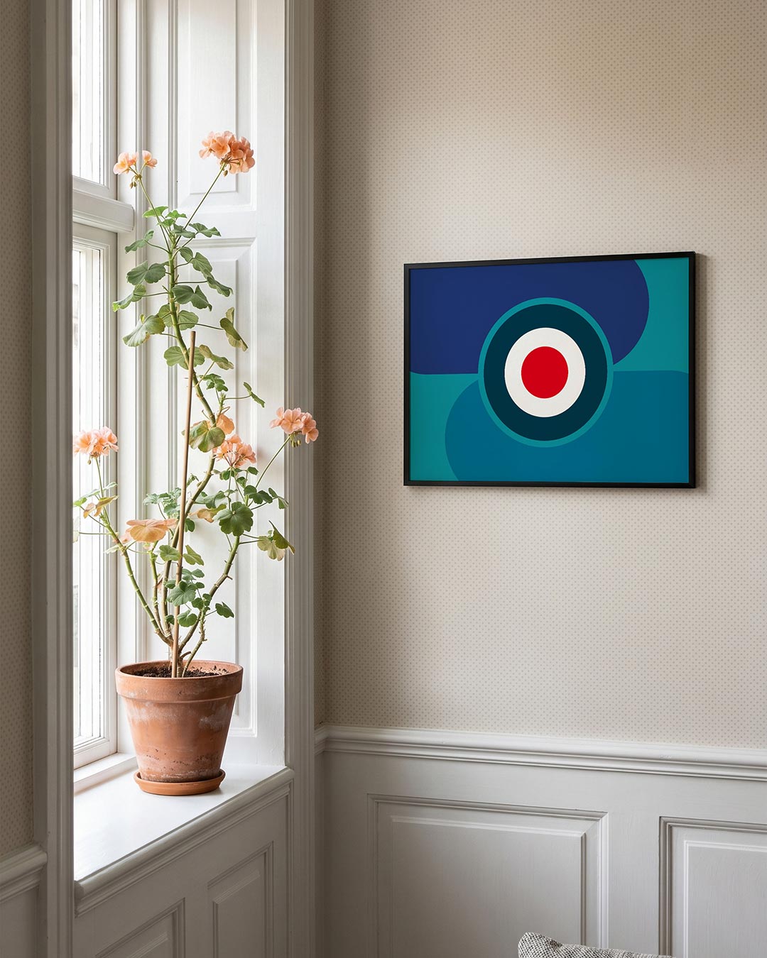 Cirkelvormen en kleur – liggende Bauhaus poster voor aan de muur