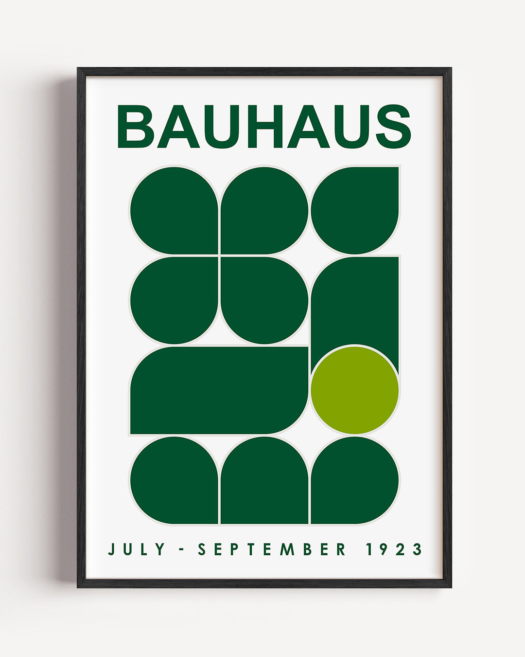 Vormritme en kleur – staande Bauhaus poster als wanddecoratie