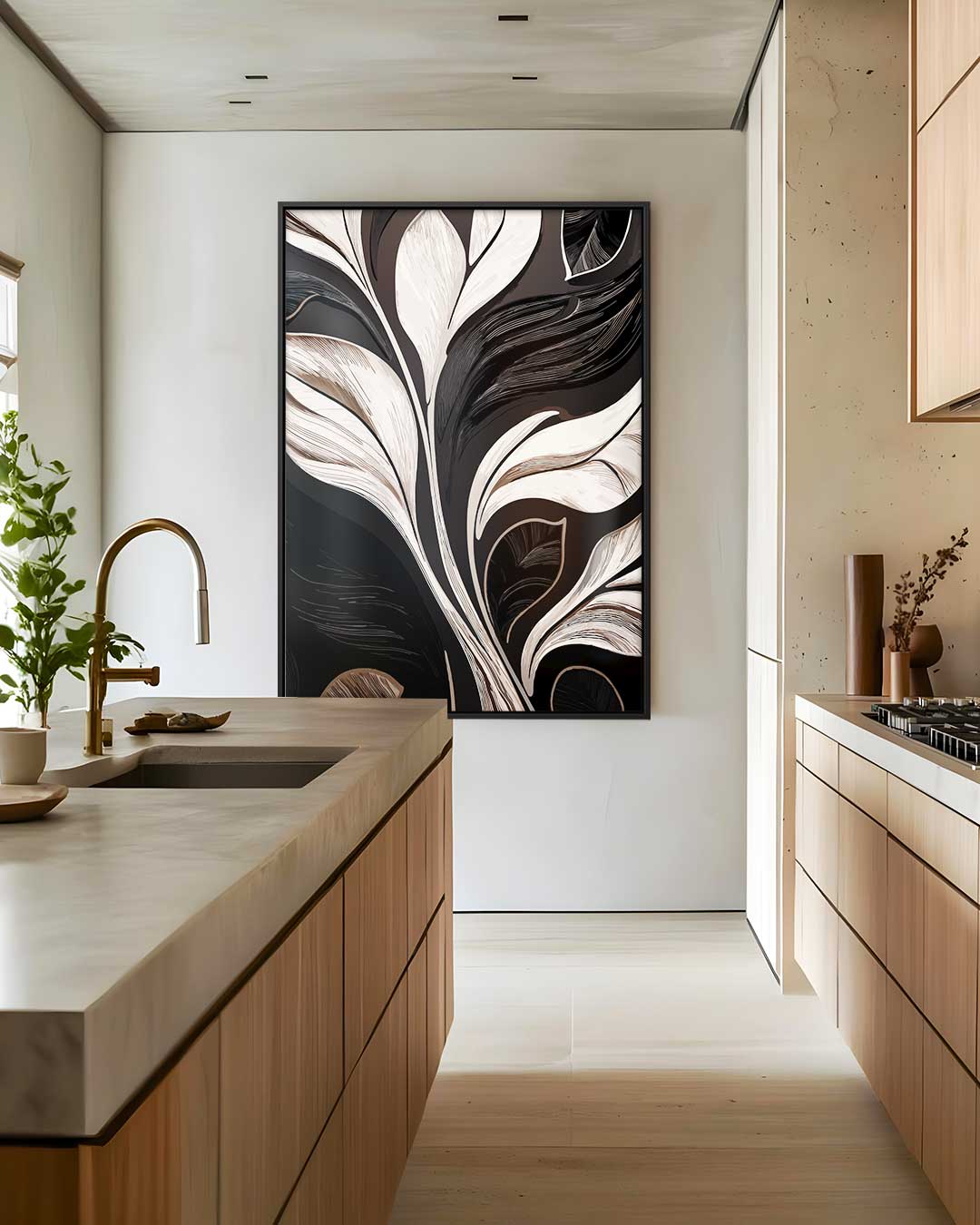 Elegant Botanisch Kunstwerk – dibond wanddecoratie in staand formaat