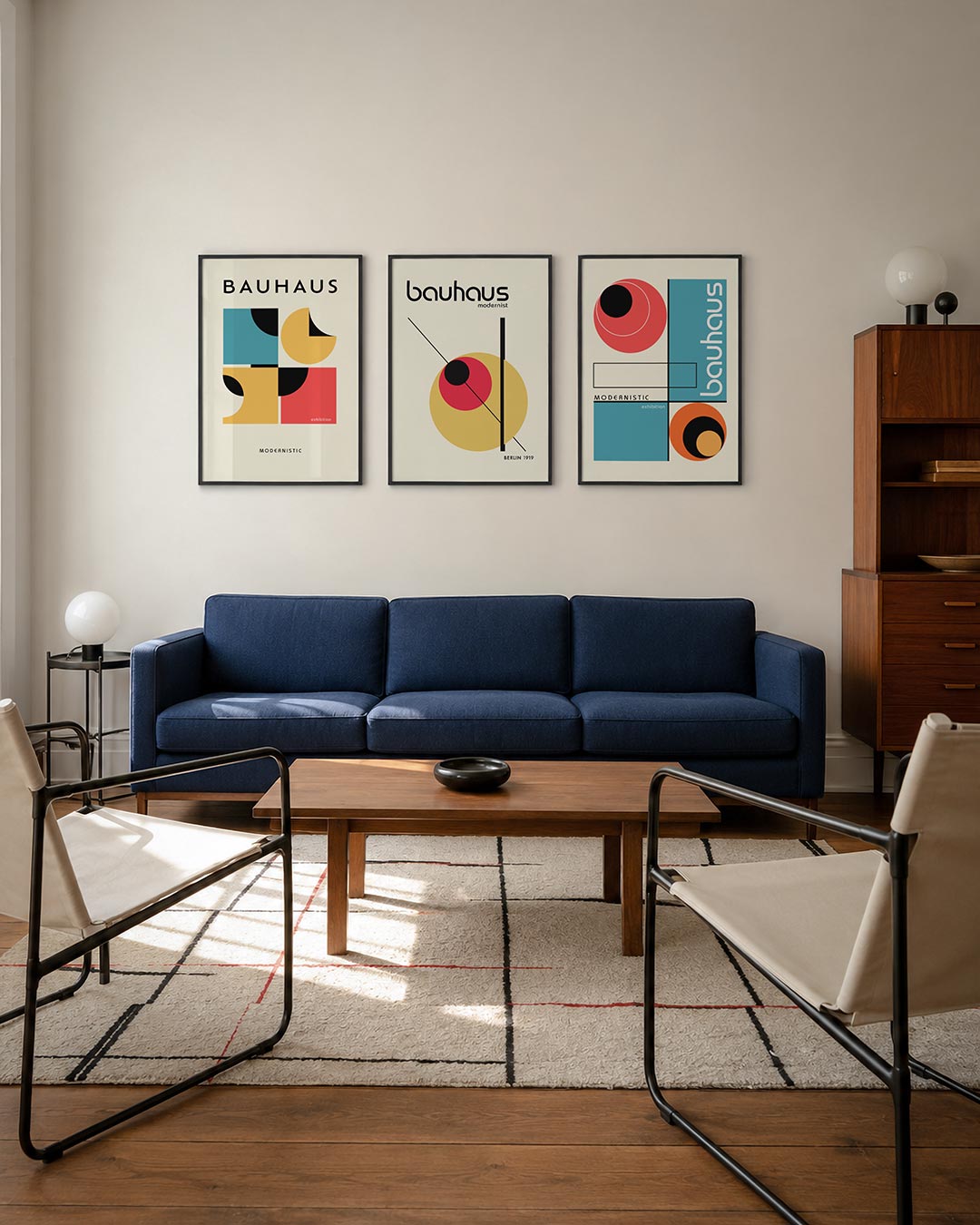 Vormen en kleurvlakken driedelige posterset – deze posterset in drie delen toont een speelse mix van halve cirkels en