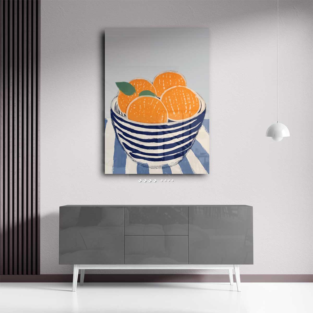 Zomerse Citrus in Streepjeskom – plexiglas wanddecoratie in portret formaat