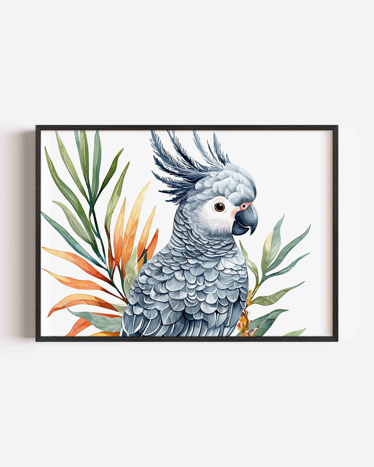 Papegaai met bladeren – jungle landscape poster als wanddecoratie