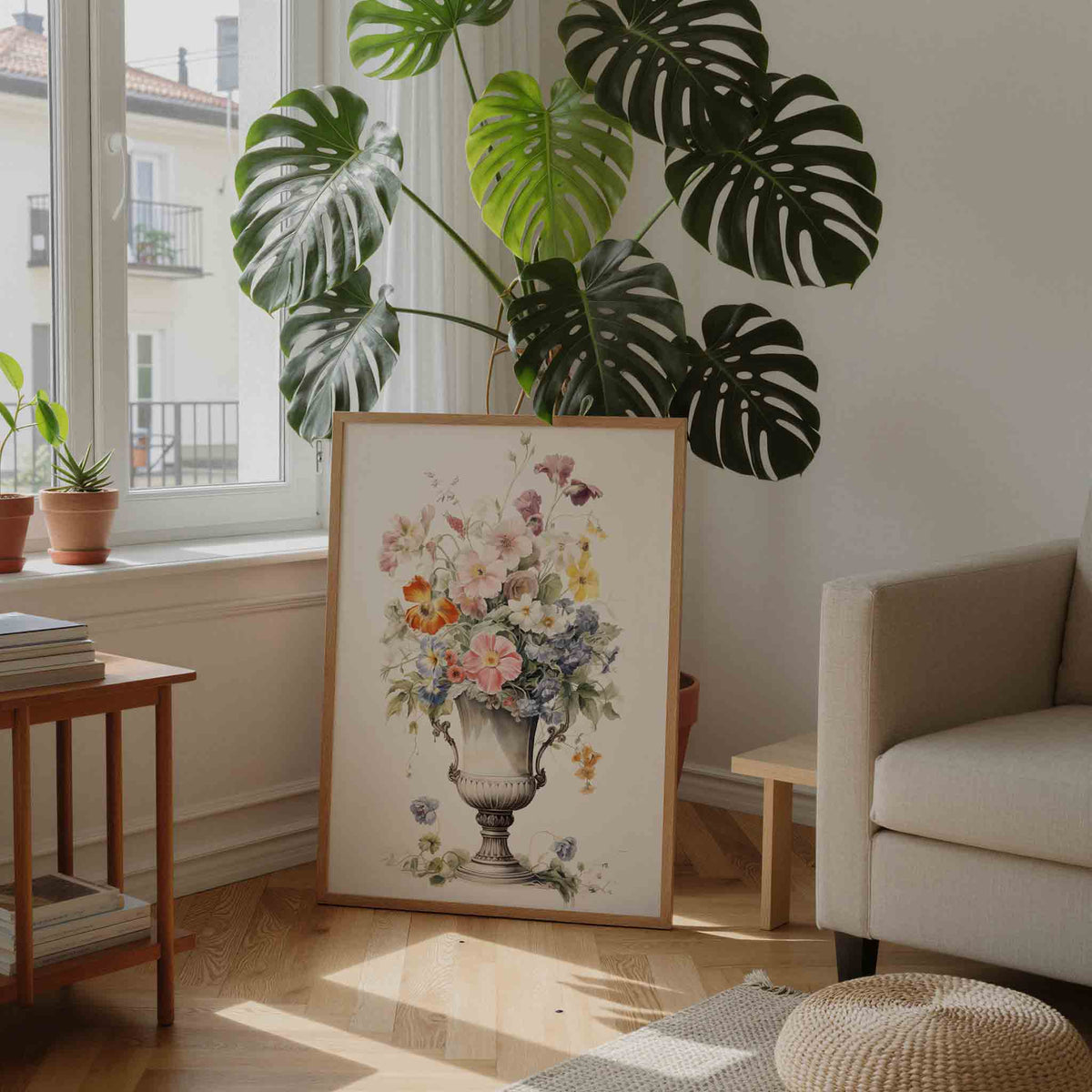 Bloemen in vaas – staande botanische wanddecoratie van WallArtistic