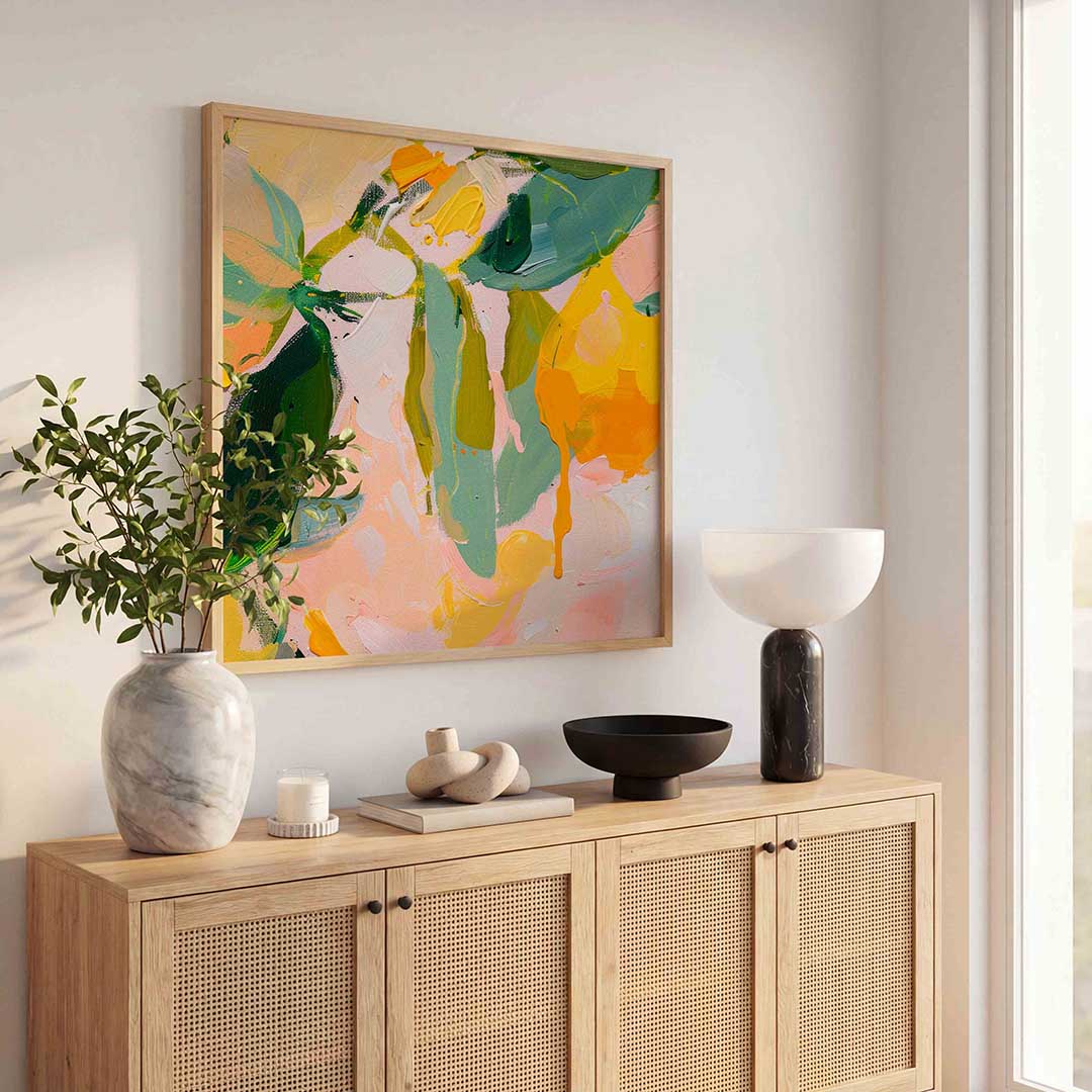 Abstracte kleurencompositie – illustratie poster in vierkant formaat