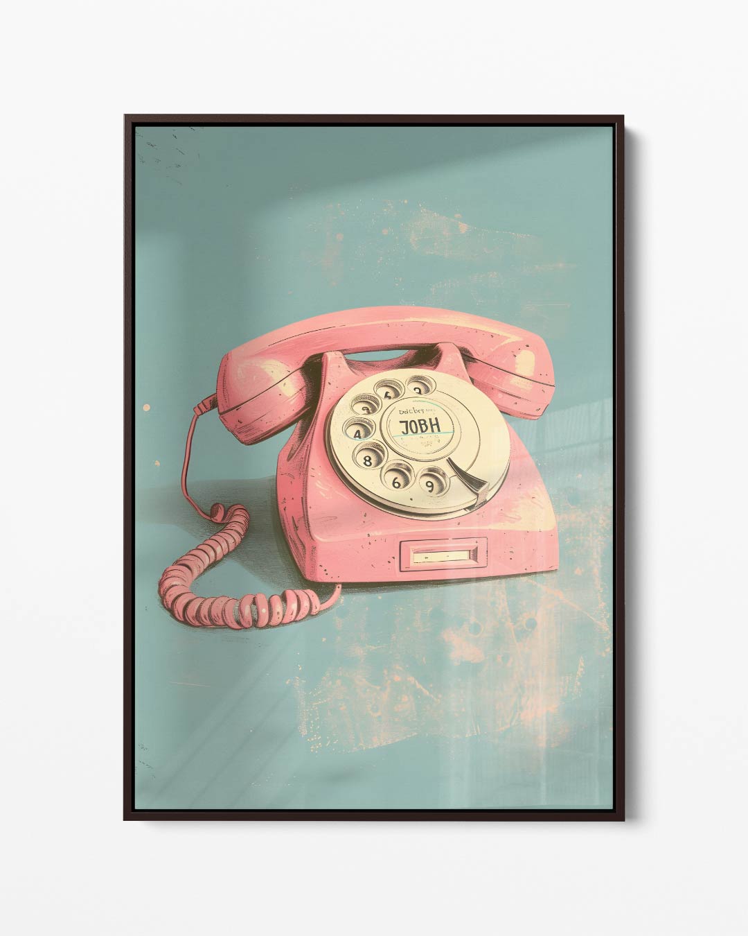 Retro Roze Telefoon Poster – portret kunstwerk als wanddecoratie