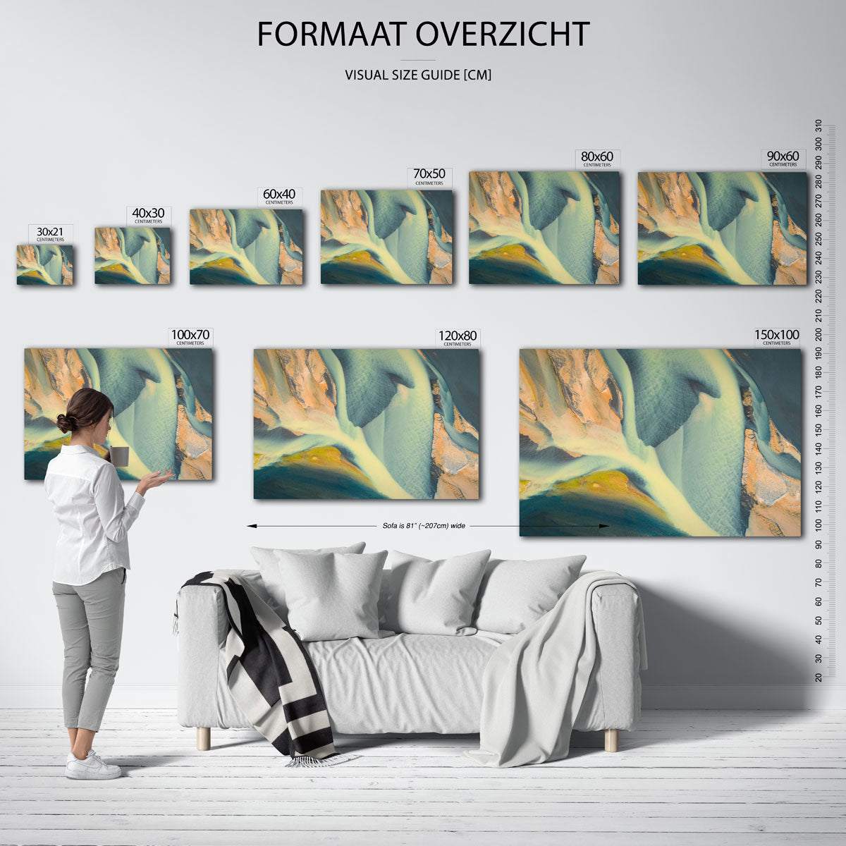Organische vormen poster – sfeerbeeld – deze poster toont vloeiende lijnen en organische vormen in zachte tinten. De kleuren