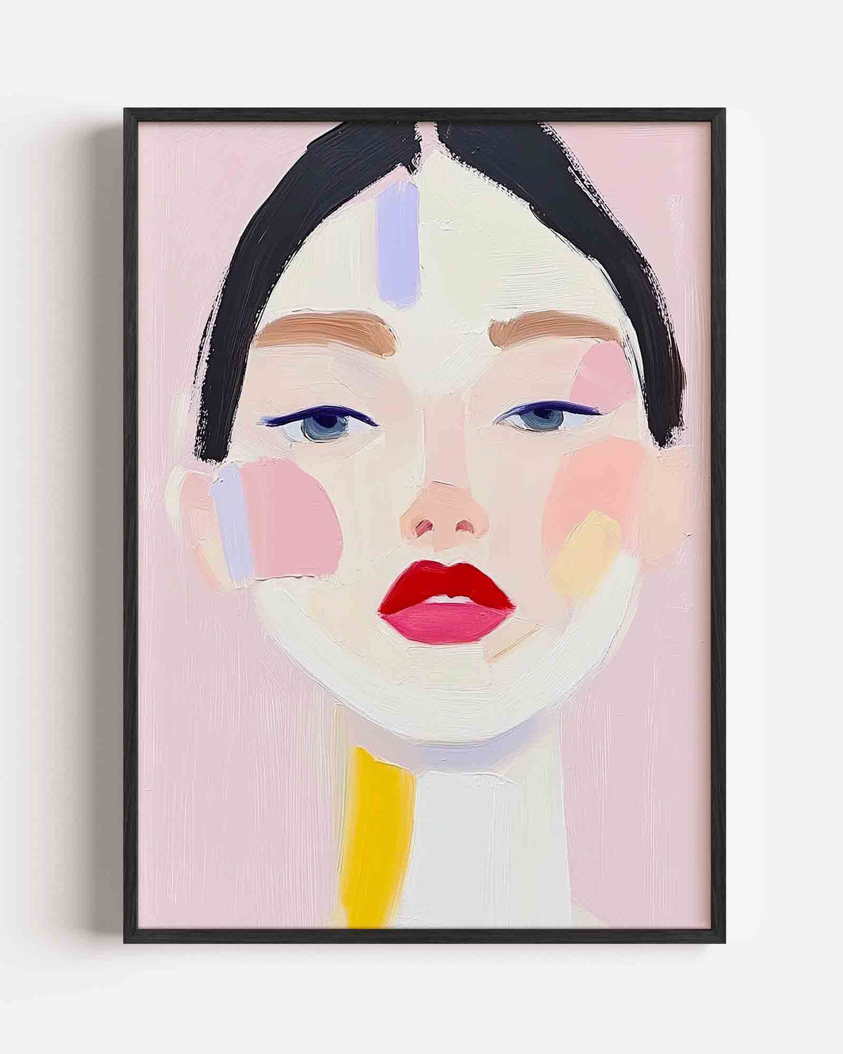 Portret met rode lippen – dromerige illustratie poster als wanddecoratie