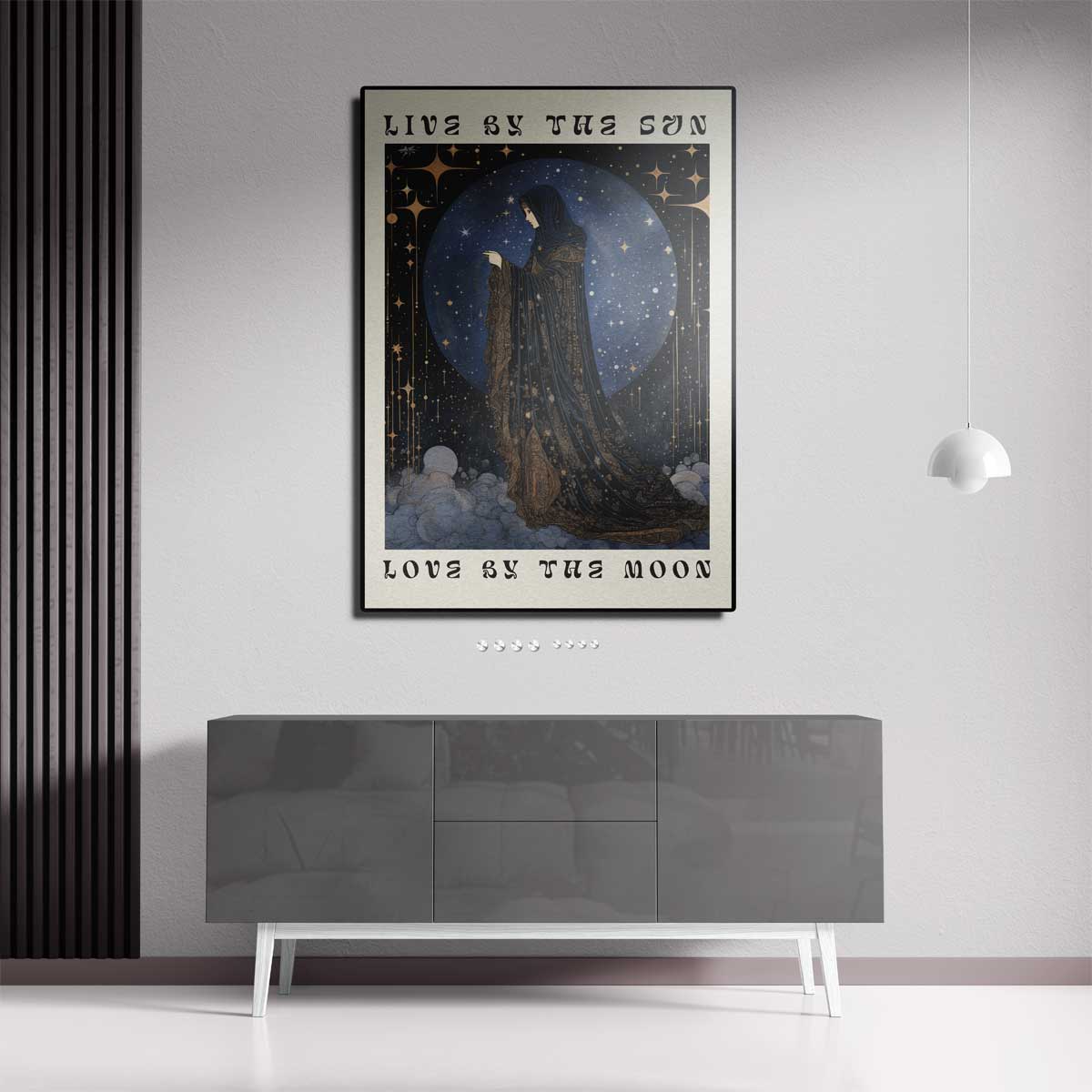 Mystieke Zon en Maan Vrouw – staand kunstwerk voor modern interieur
