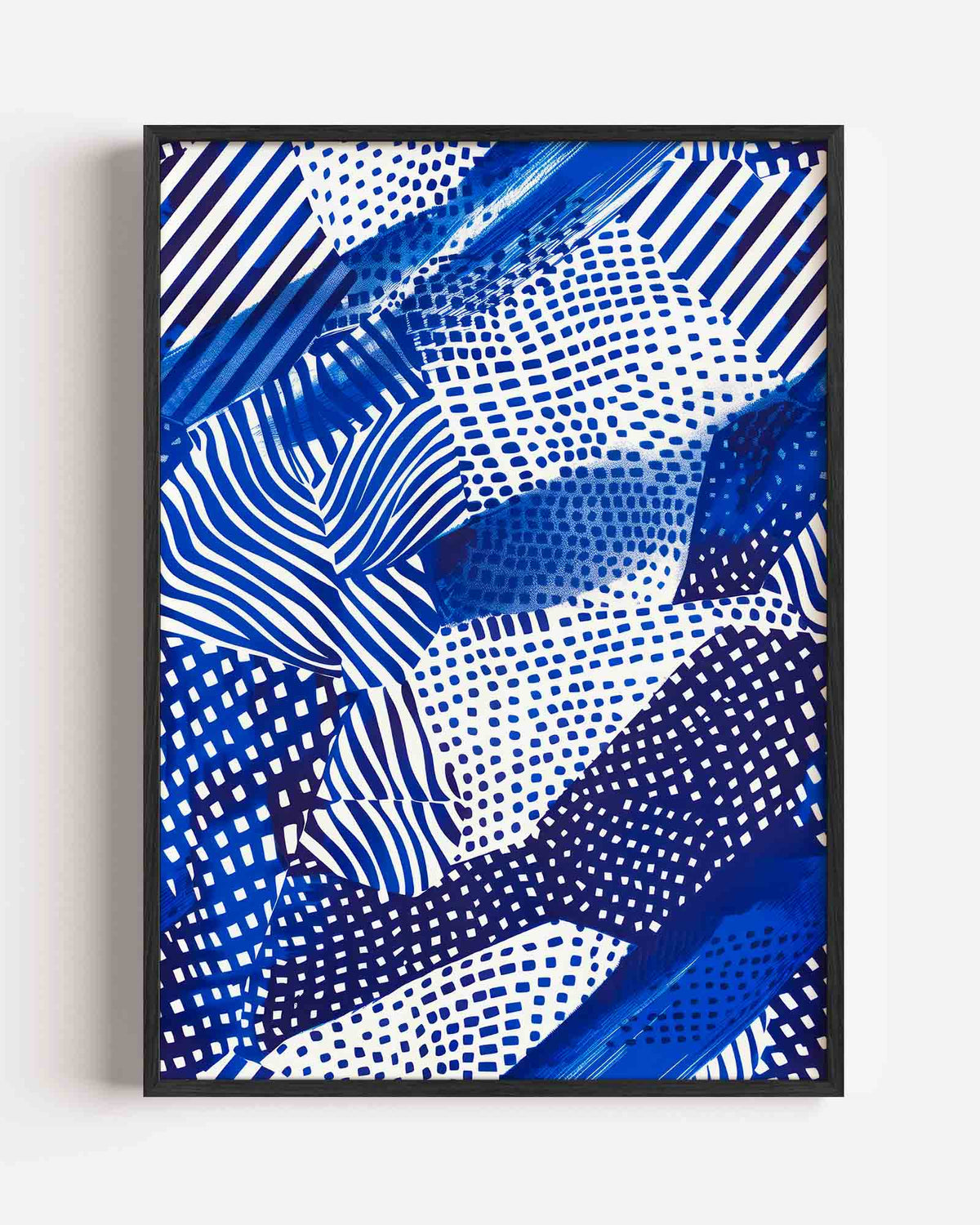 Grafische blauwe patronen – kleurrijke illustratie portret poster als wanddecoratie