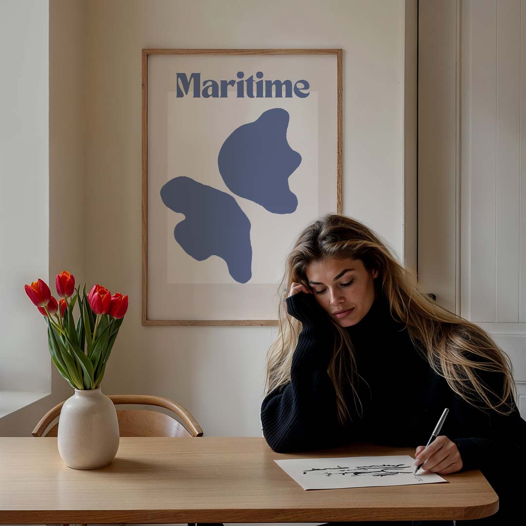 Maritime Botanische Kunst – staande muurposter met kleurrijke abstracte vormen
