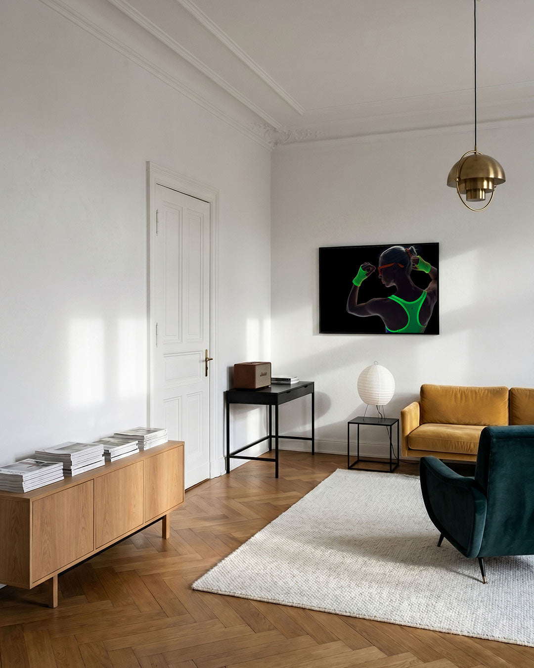 Abstracte poster – derde productweergave – een abstracte poster met donkere tinten en een rustige visuele opbouw.