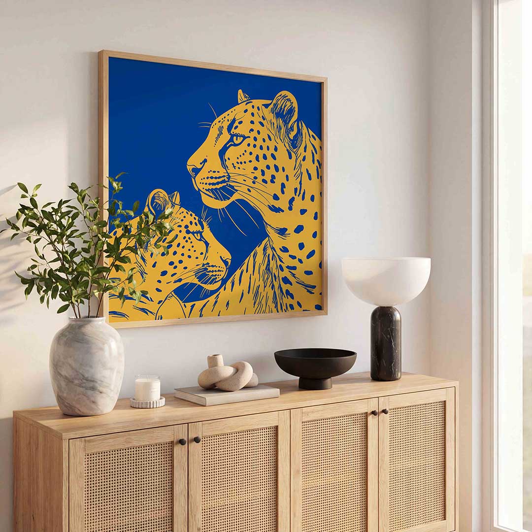 Twee luipaarden – dierenillustratie als vierkante poster