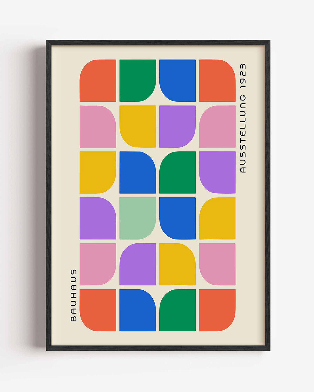 Vormritme en kleur – staande Bauhaus poster als wanddecoratie