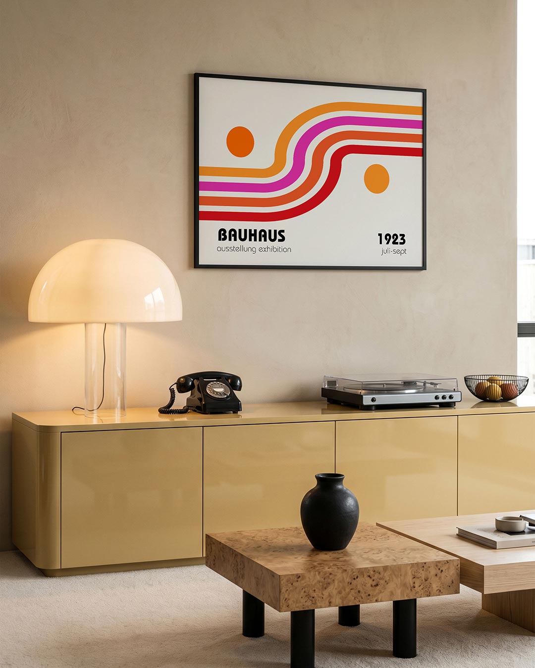 Kleurvolle lijnenspel – moderne Bauhaus wandkunst als poster