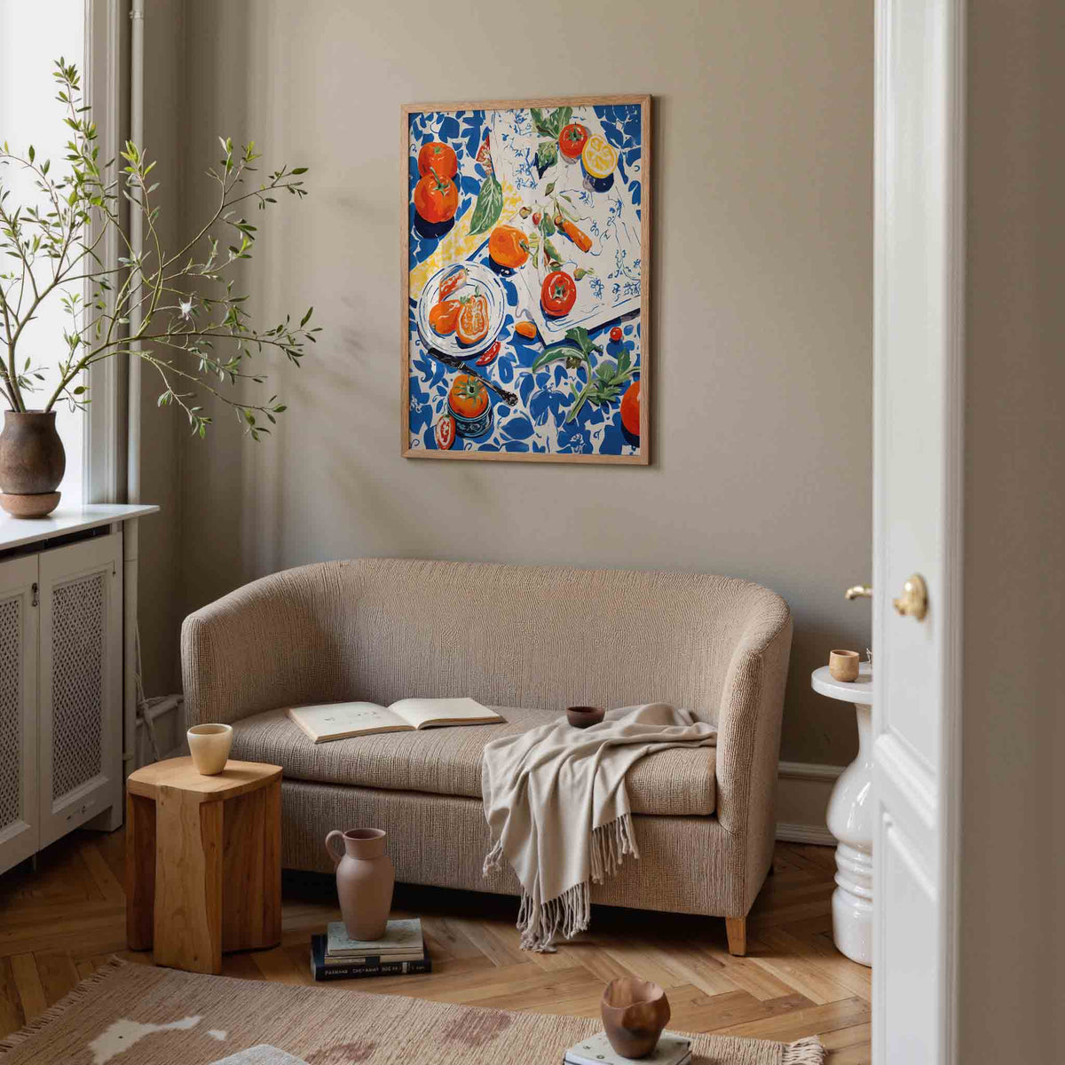 Tomaten en citroen – botanische poster in staand formaat