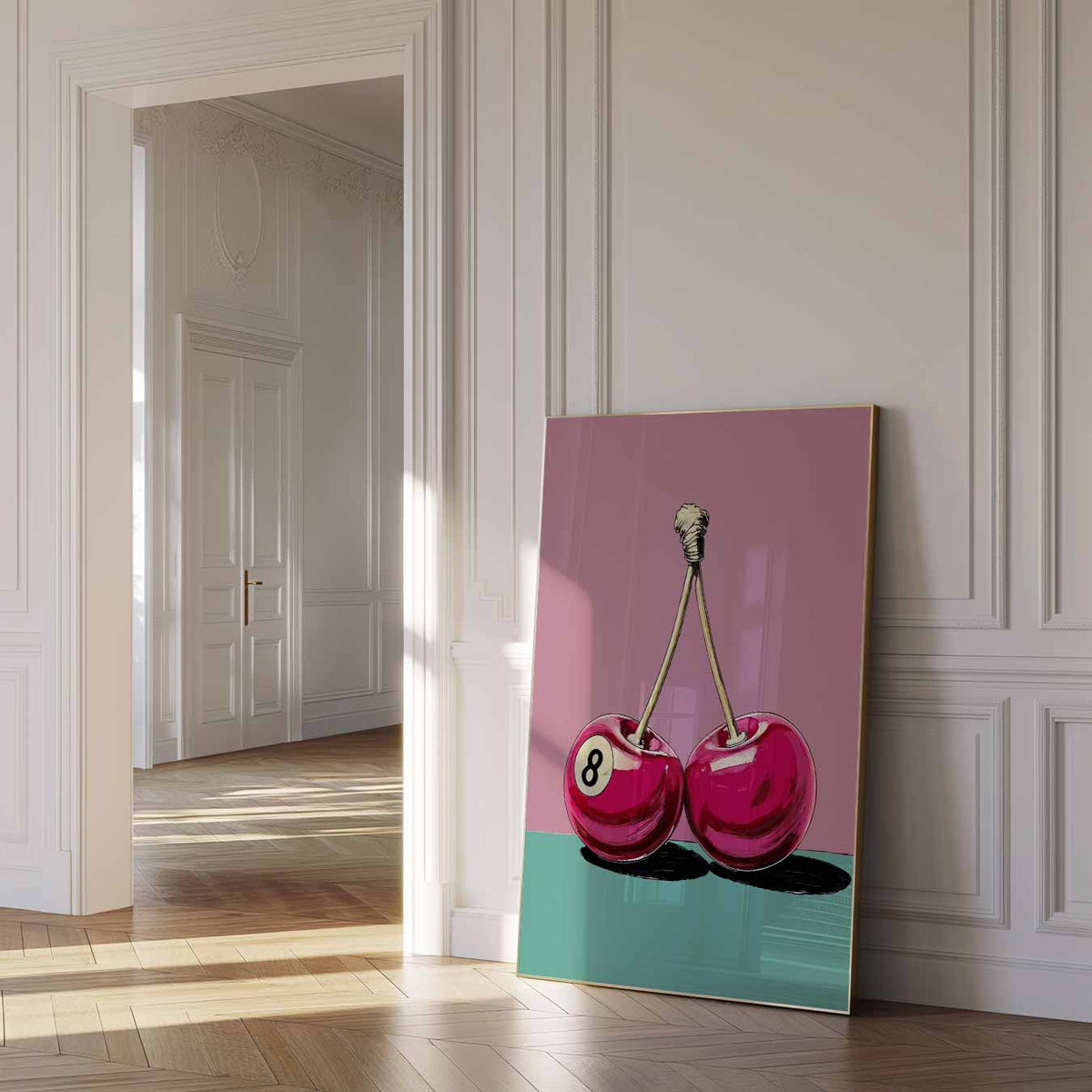 Speelse Kersen – zomer poster als frisse staande wanddecoratie
