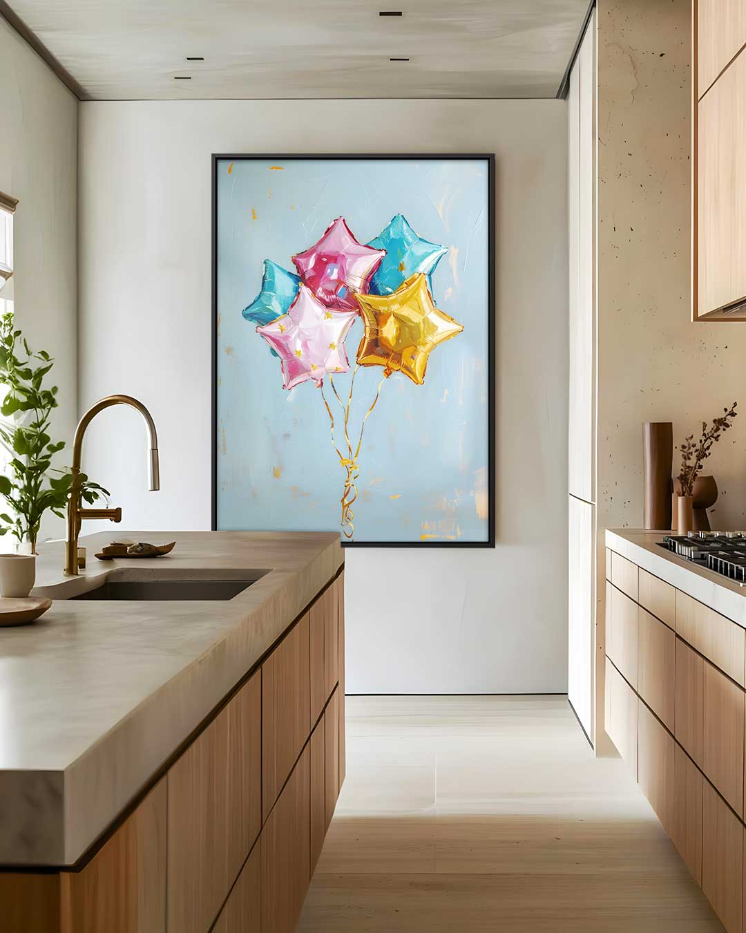 Vrolijke Sterrenballonnen – modern portret kunstwerk van WallArtistic