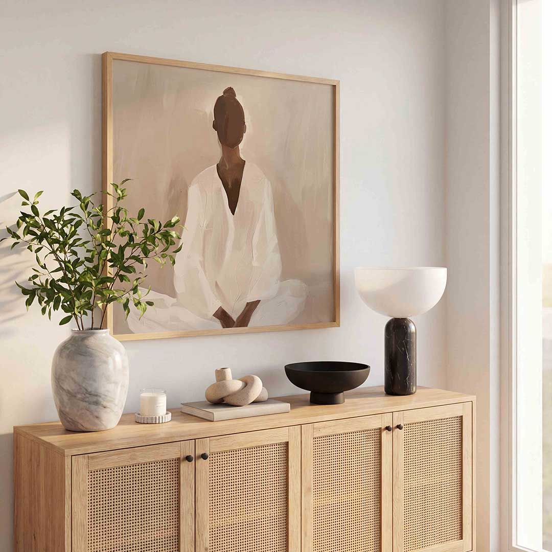 Zittende figuur – kunst en design poster in vierkant formaat