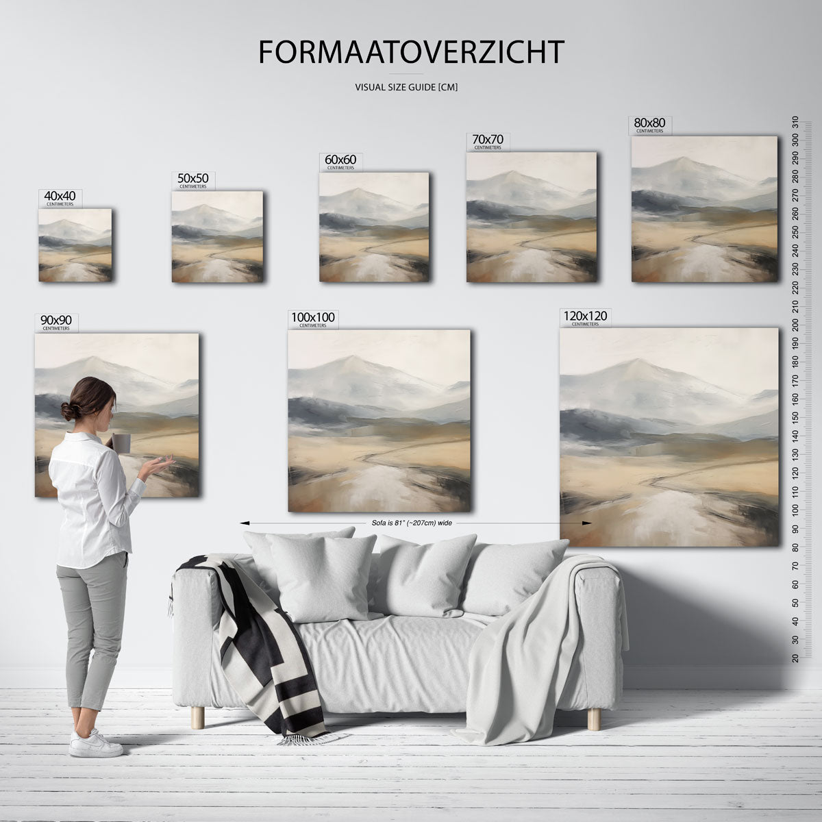 Berglandschap – vierkante muurposter met kleurrijke vormen