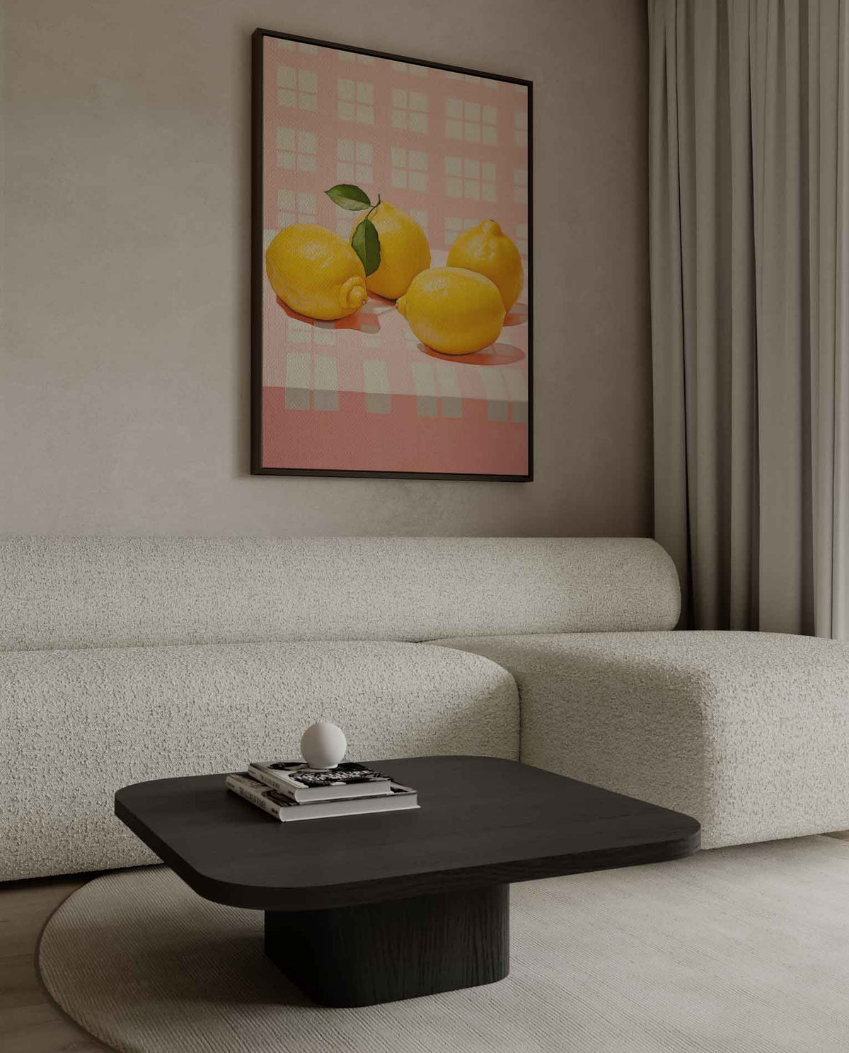 Sprankelende Citroenen op Roze – canvas wanddecoratie in portret formaat