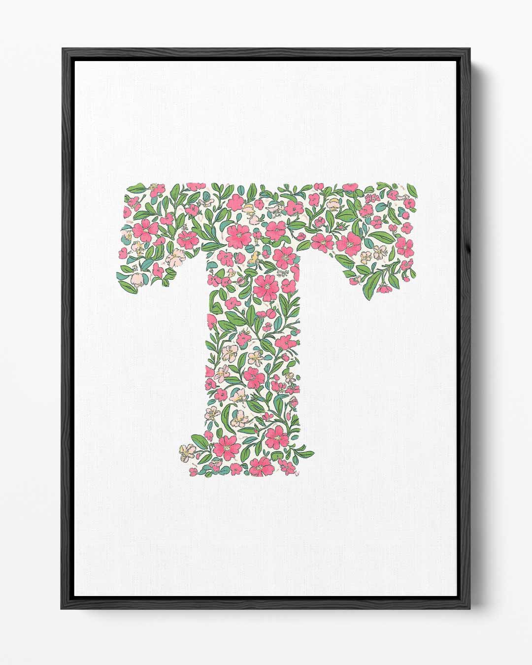 Bloemeninitiaal T – portret kunstwerk als wanddecoratie