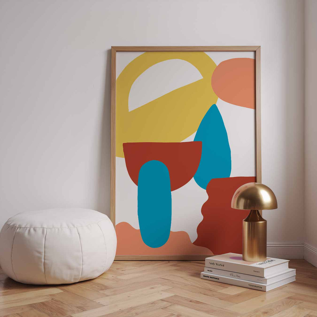 Kleurrijke Abstracte Vormen – staande kleurrijke abstracte wanddecoratie van WallArtistic