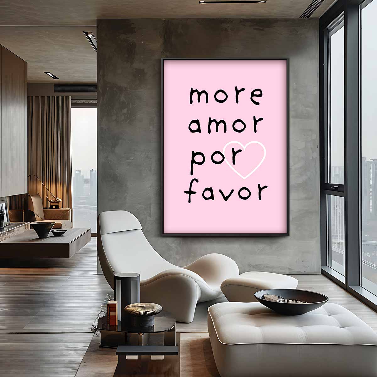 Liefdevolle Roze Print – staande wandkunst voor woonkamer of interieur
