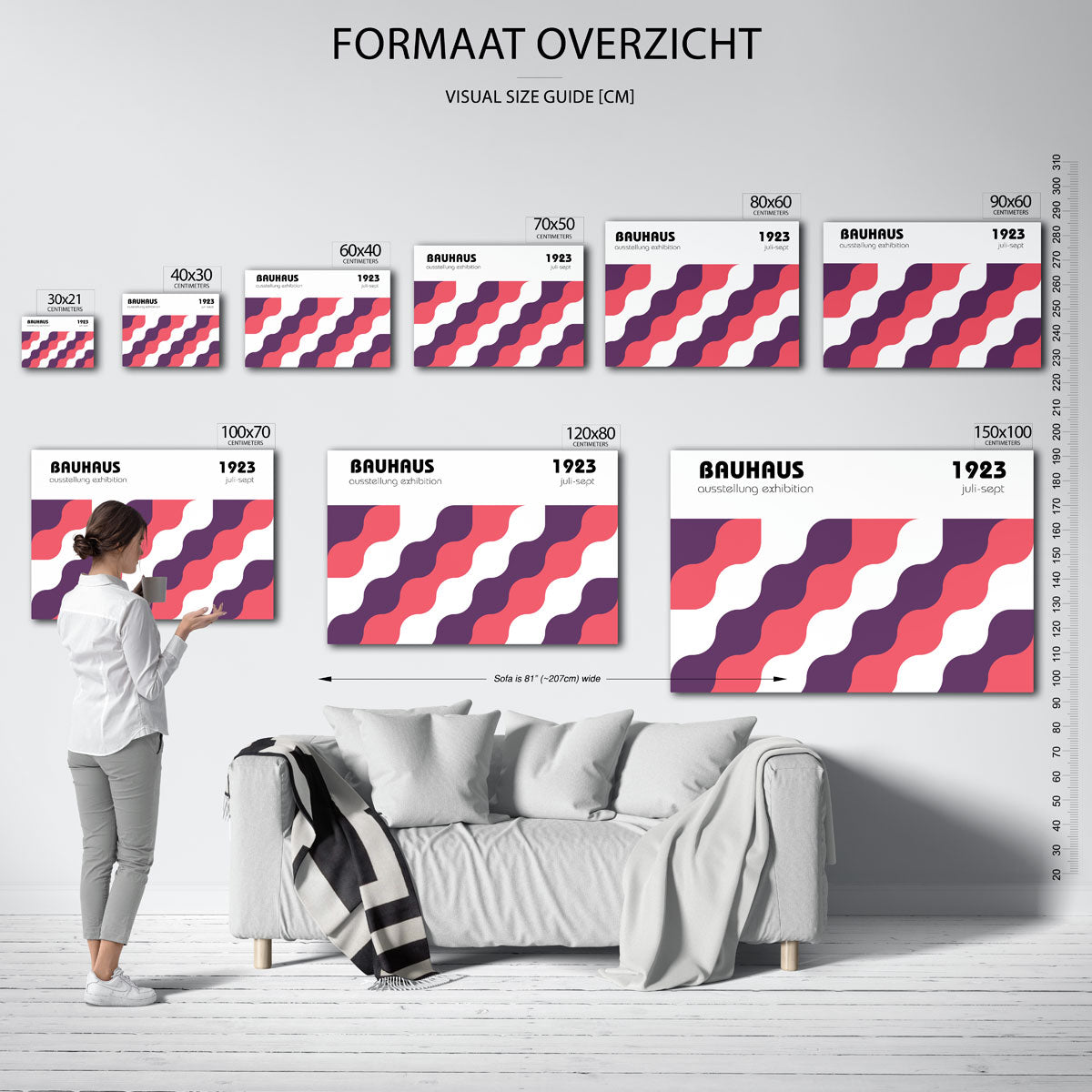 Golvend lijnenspel – geometrische poster in Bauhaus-stijl van WallArtistic