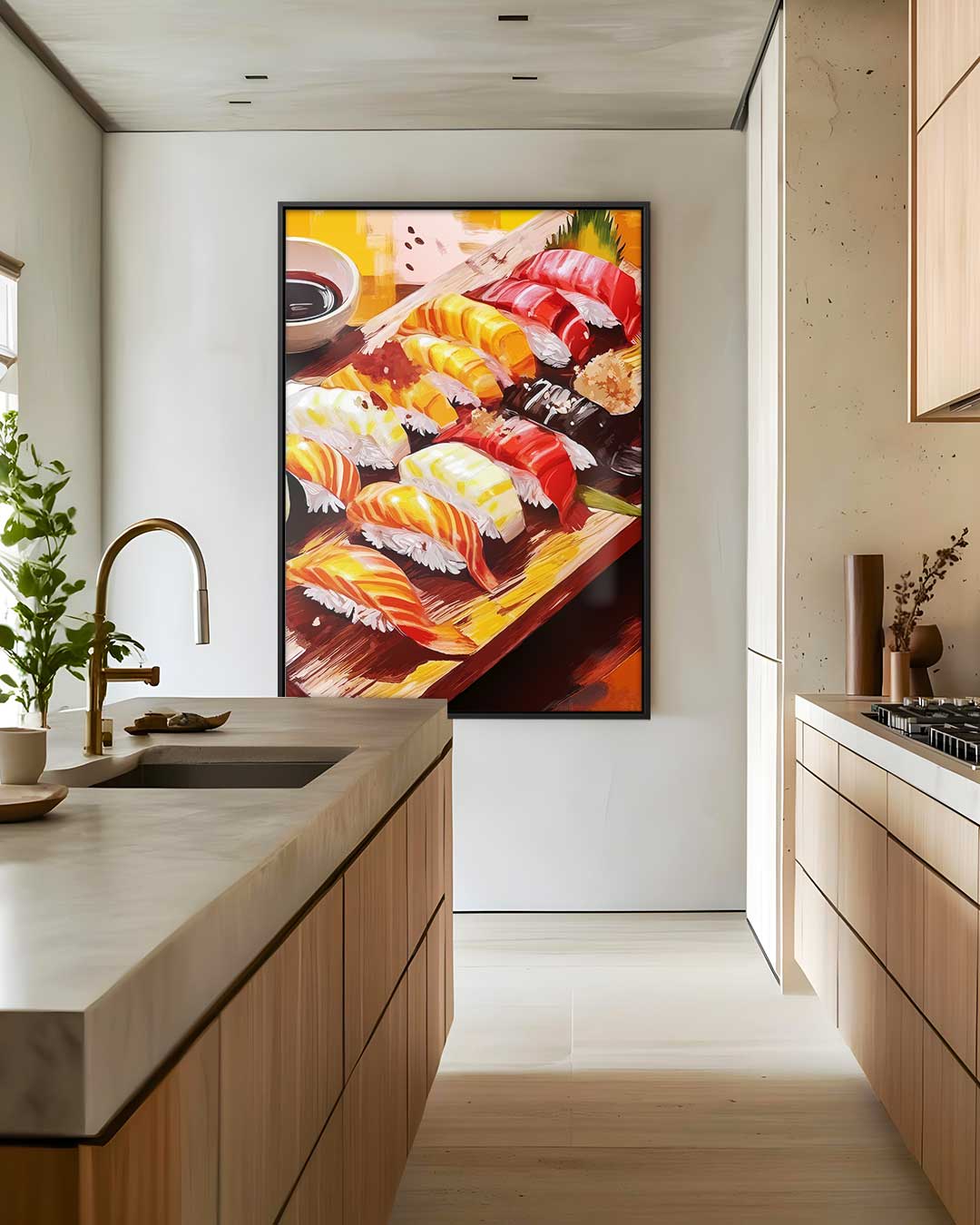 Kleurrijke Sushi Fantasie – staand kunstwerk voor modern interieur