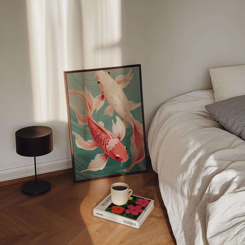 Sierlijke Koi Karper – staande Popart wanddecoratie van WallArtistic