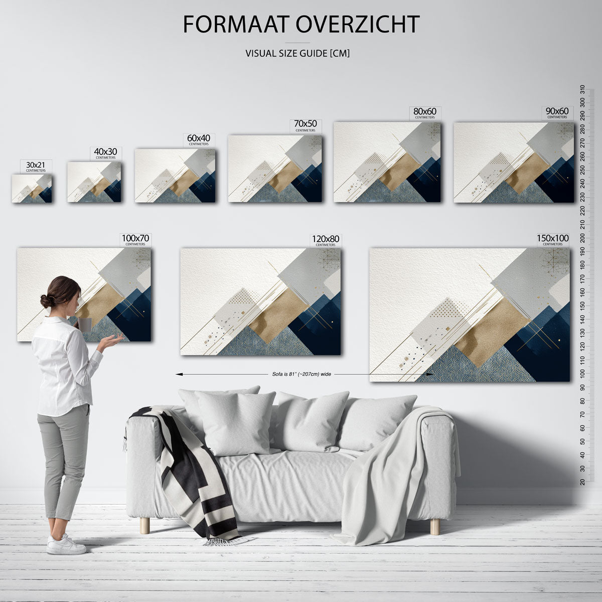 Abstracte vormen – liggende muurposter met abstracte vormen