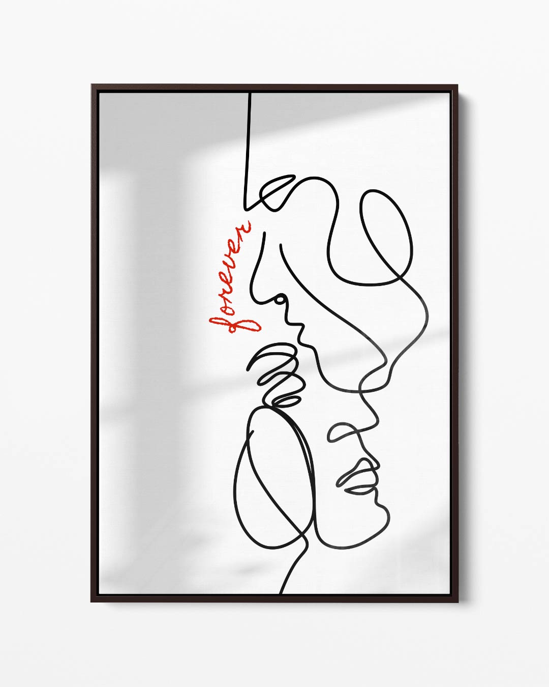 One Line Liefdeskunst – portret kunstwerk als wanddecoratie