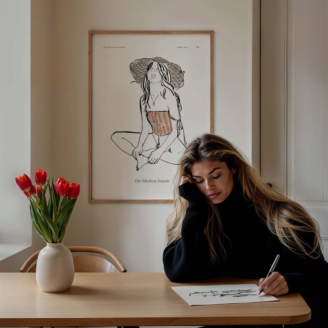 De Moderne Vrouw – staande vrouwelijke wanddecoratie van WallArtistic
