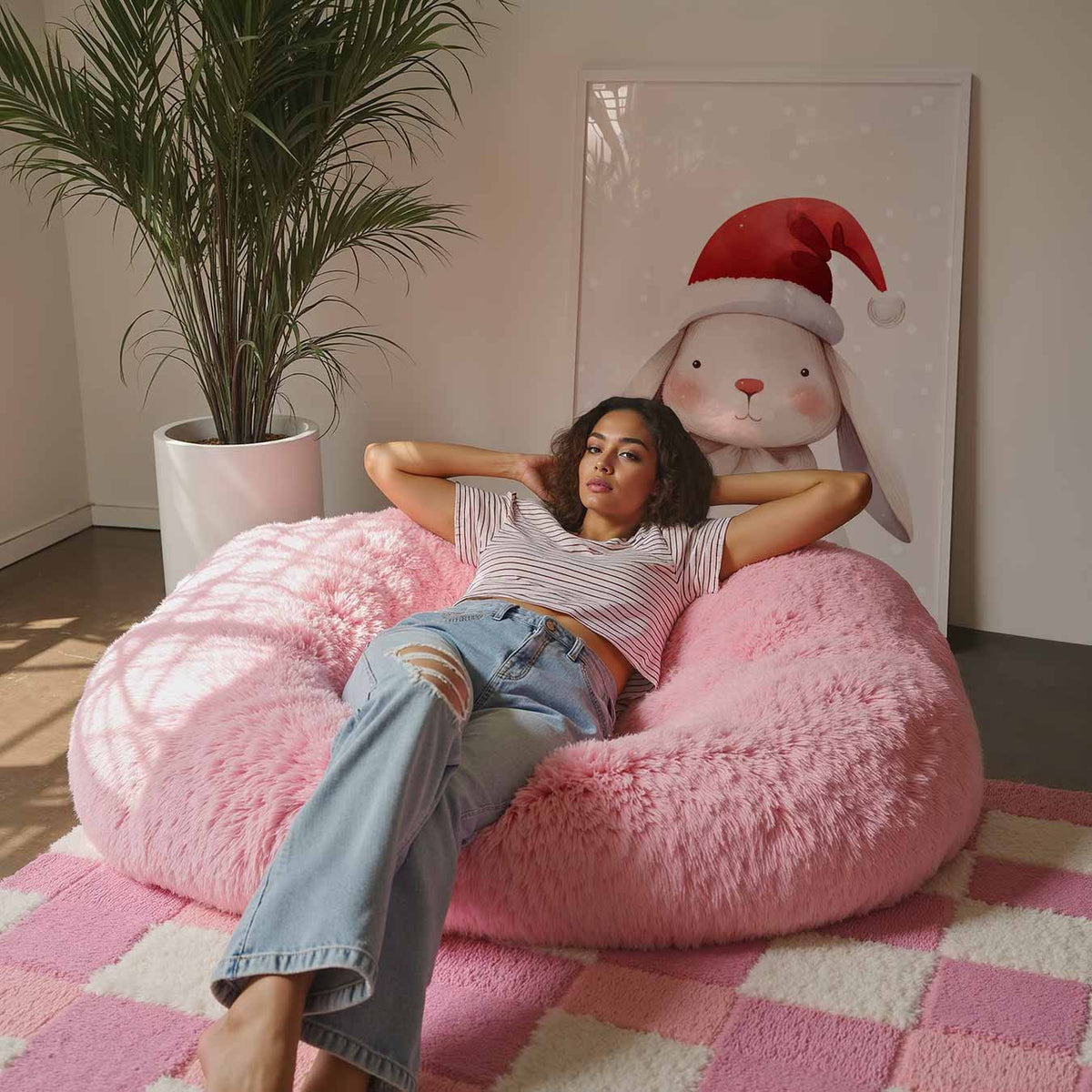 Winterse Kerstkonijn – staande kinderkamer wanddecoratie van WallArtistic