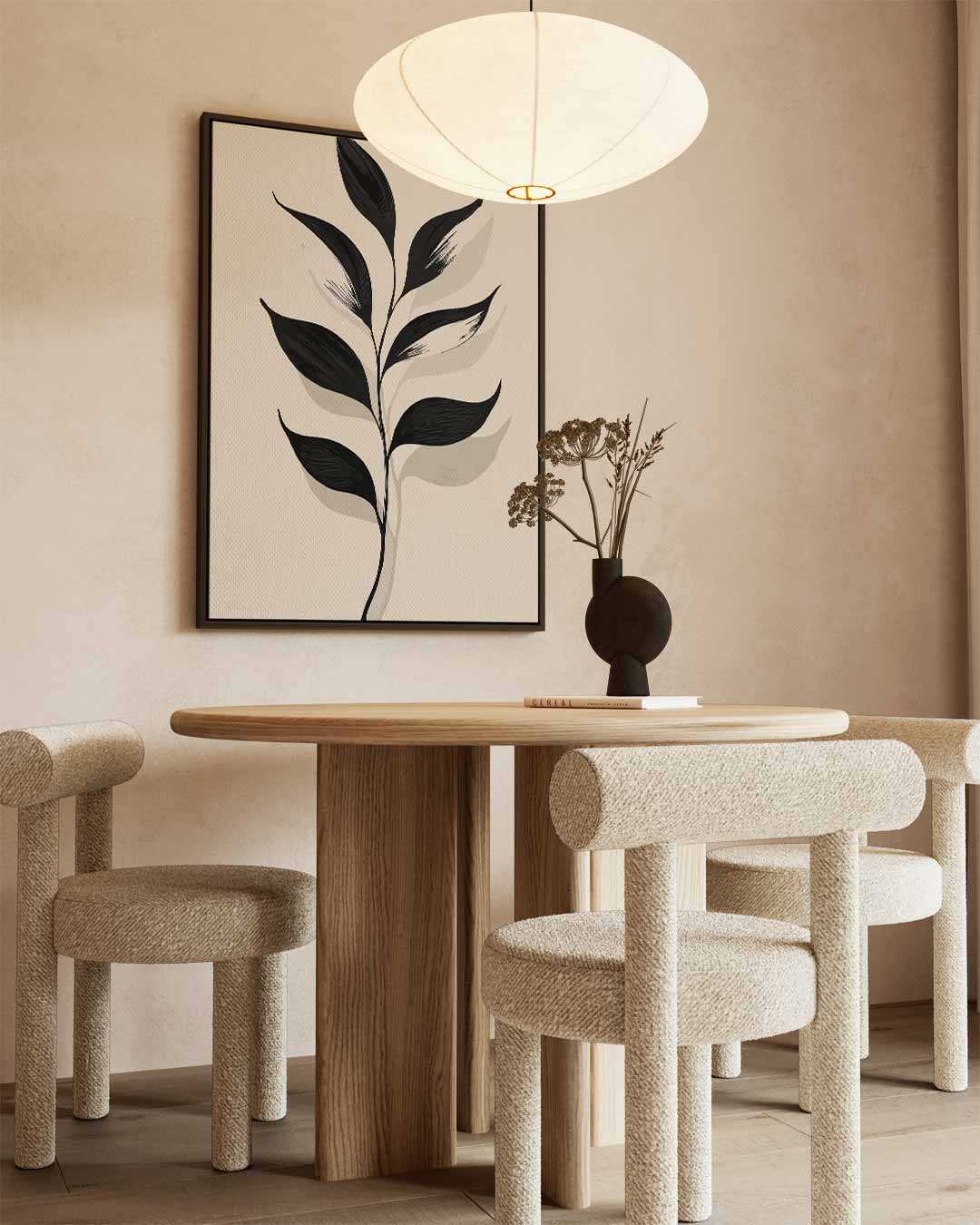 Minimalistische Botanische Illustratie – kunstwerk met zwarte baklijst