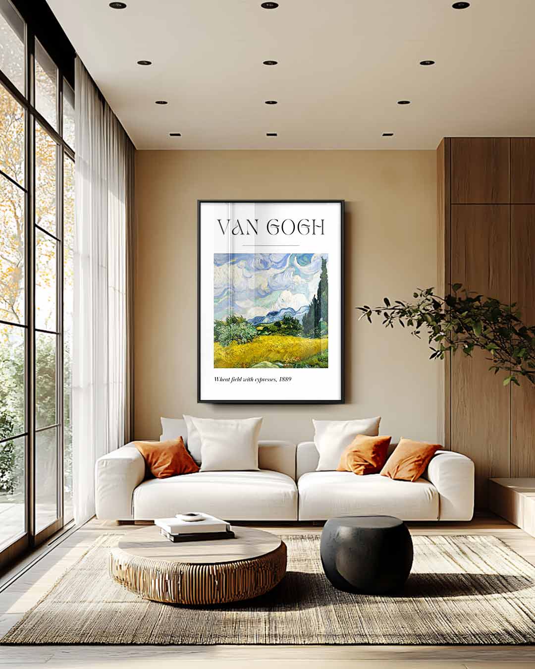Landschap met Cypresbomen – canvas wanddecoratie in portret formaat